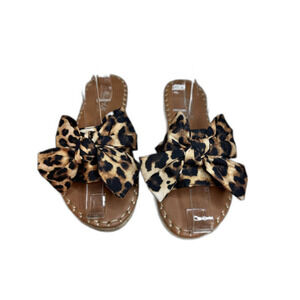 Leopard Print Bowknot Slides